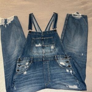 We the Free Distressed Ziggy Denim Overalls SIZE XL